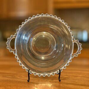 Antique Imperial Glass Bowl With Handles & Beaded Edge PM09 P